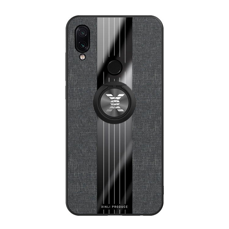 For Xiaomi Redmi Note 7 XINLI Stitching Cloth Texture Shockproof TPU Protective Case with Ring Holder