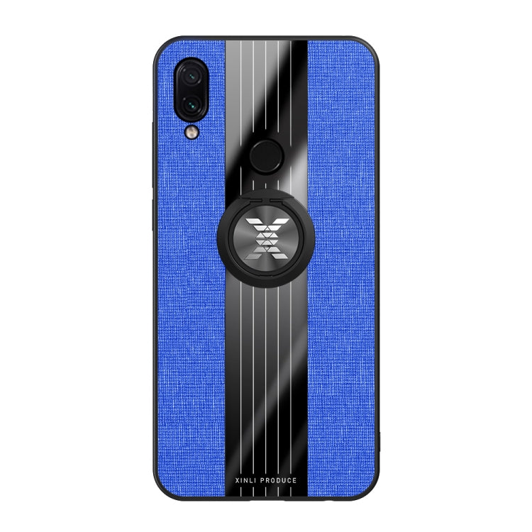 For Xiaomi Redmi Note 7 XINLI Stitching Cloth Texture Shockproof TPU Protective Case with Ring Holder