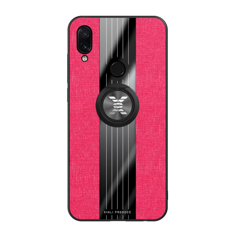 For Xiaomi Redmi Note 7 XINLI Stitching Cloth Texture Shockproof TPU Protective Case with Ring Holder