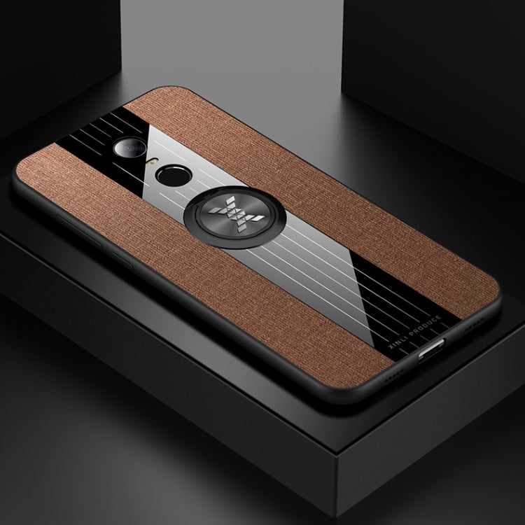 For Xiaomi Redmi 5 Plus XINLI Stitching Cloth Texture Shockproof TPU Protective Case with Ring Holder