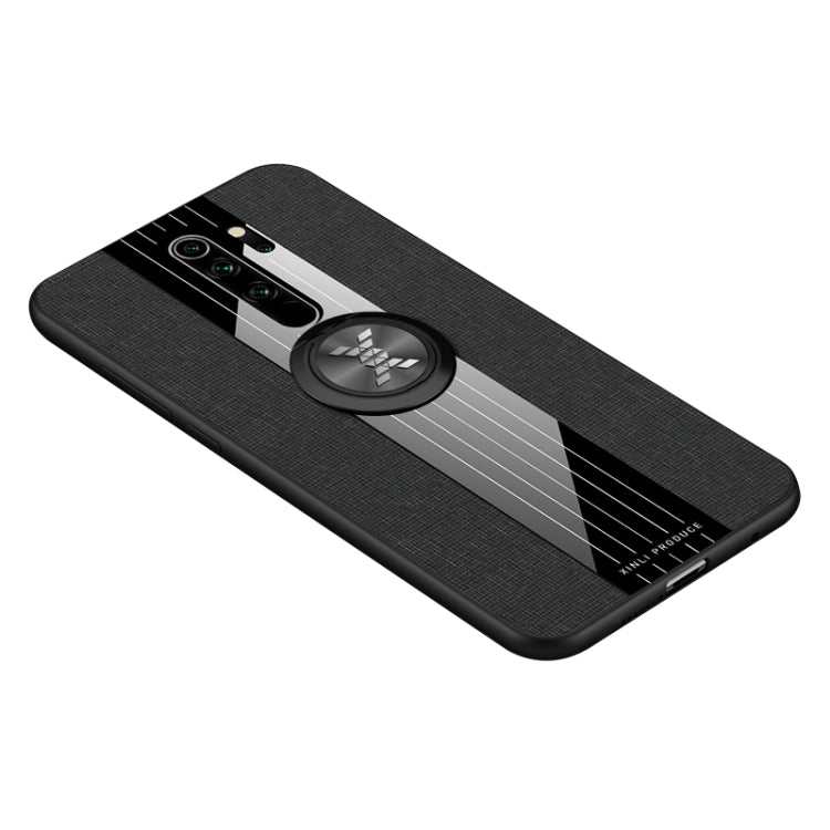 For Xiaomi Redmi Note 8 Pro XINLI Stitching Cloth Texture Shockproof TPU Protective Case with Ring Holder
