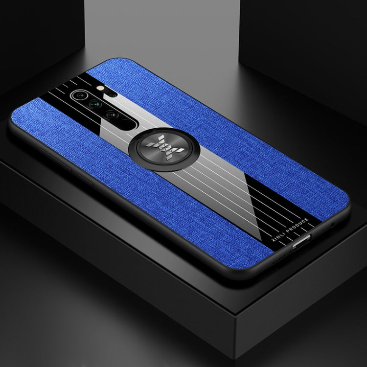 For Xiaomi Redmi Note 8 Pro XINLI Stitching Cloth Texture Shockproof TPU Protective Case with Ring Holder