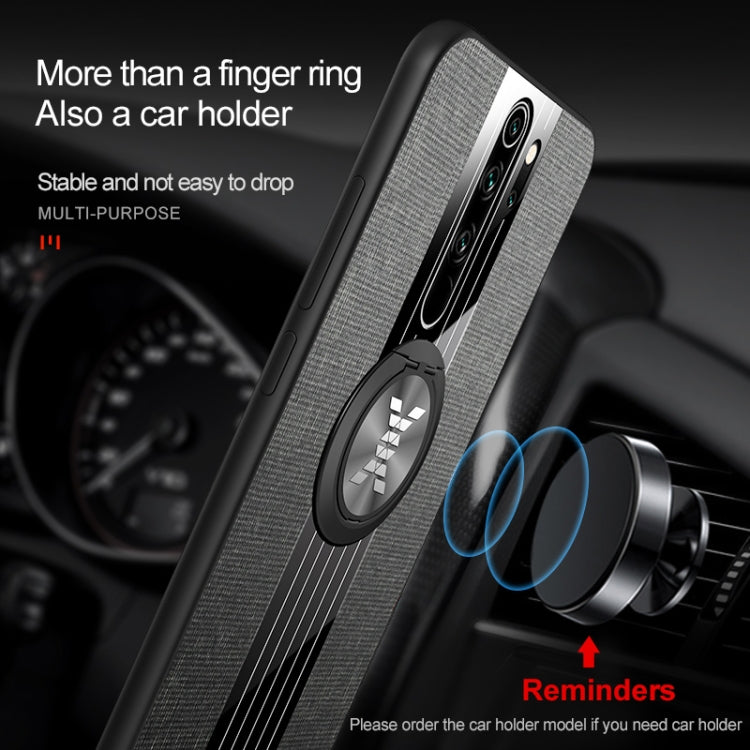 For Xiaomi Redmi Note 8 Pro XINLI Stitching Cloth Texture Shockproof TPU Protective Case with Ring Holder