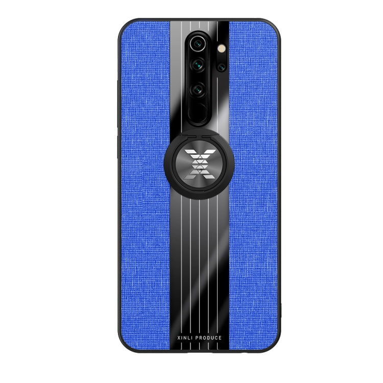 For Xiaomi Redmi Note 8 Pro XINLI Stitching Cloth Texture Shockproof TPU Protective Case with Ring Holder