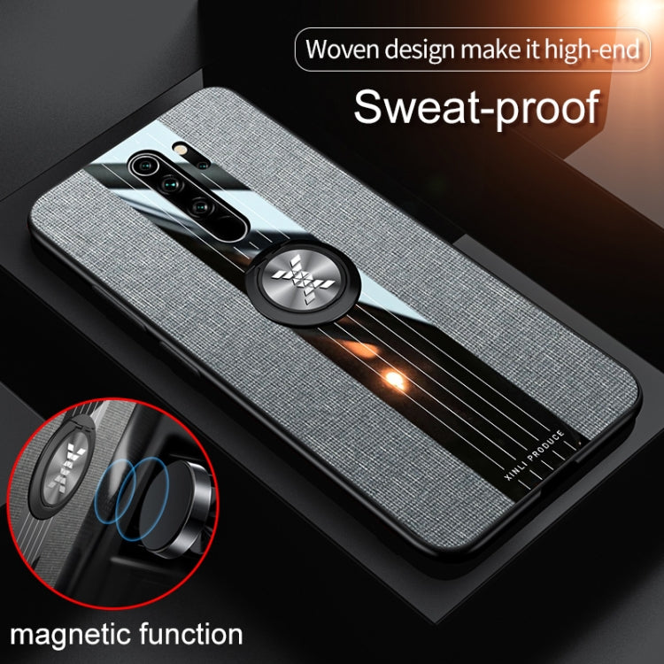 For Xiaomi Redmi Note 8 Pro XINLI Stitching Cloth Texture Shockproof TPU Protective Case with Ring Holder