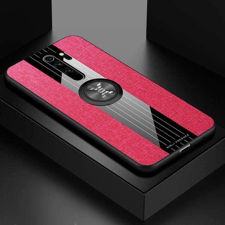 For Xiaomi Redmi Note 8 Pro XINLI Stitching Cloth Texture Shockproof TPU Protective Case with Ring Holder
