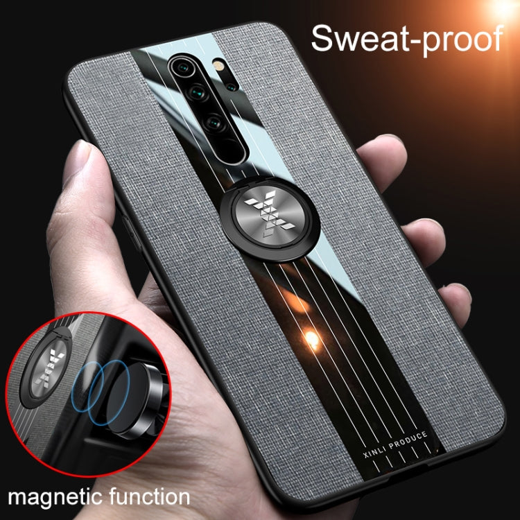 For Xiaomi Redmi Note 8 Pro XINLI Stitching Cloth Texture Shockproof TPU Protective Case with Ring Holder