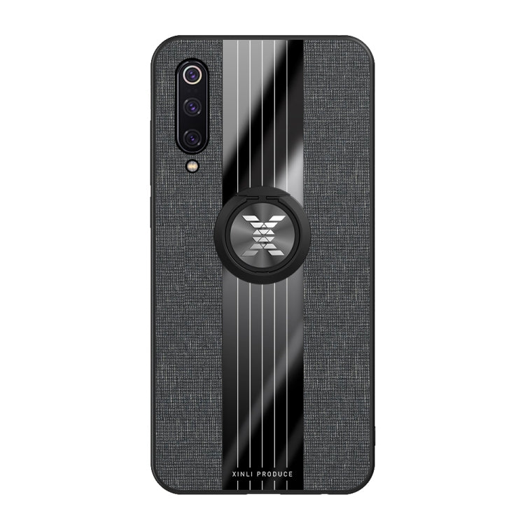 For Xiaomi Mi 9 XINLI Stitching Cloth Texture Shockproof TPU Protective Case with Ring Holder