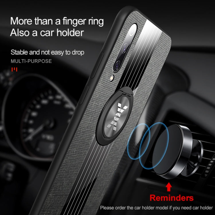 For Xiaomi Mi 9 XINLI Stitching Cloth Texture Shockproof TPU Protective Case with Ring Holder