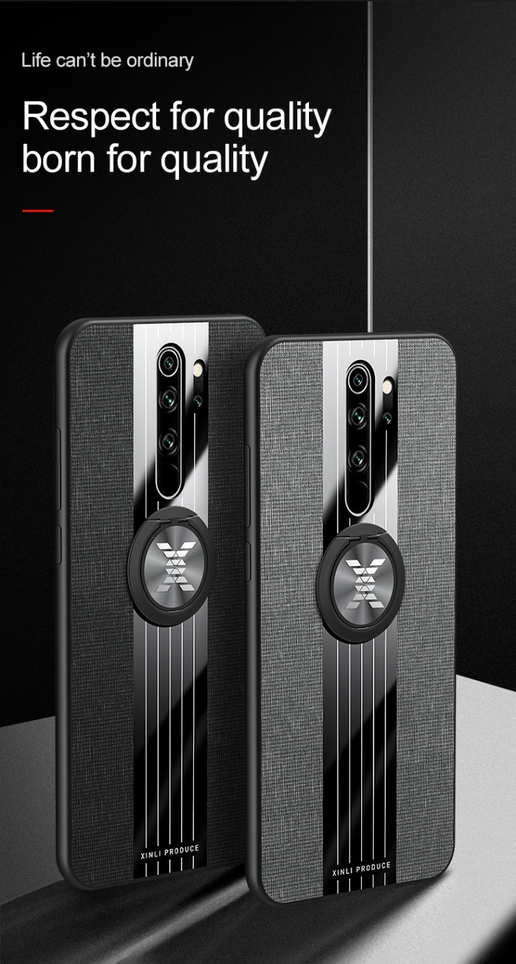 For Xiaomi Mi 9 XINLI Stitching Cloth Texture Shockproof TPU Protective Case with Ring Holder