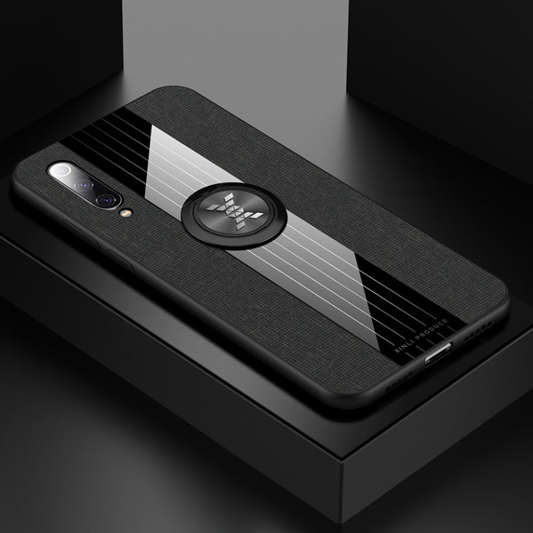 For Xiaomi Mi 9 SE XINLI Stitching Cloth Texture Shockproof TPU Protective Case with Ring Holder