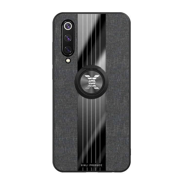 For Xiaomi Mi 9 SE XINLI Stitching Cloth Texture Shockproof TPU Protective Case with Ring Holder