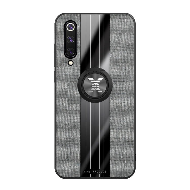 For Xiaomi Mi 9 SE XINLI Stitching Cloth Texture Shockproof TPU Protective Case with Ring Holder