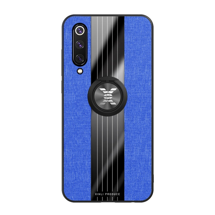 For Xiaomi Mi 9 SE XINLI Stitching Cloth Texture Shockproof TPU Protective Case with Ring Holder