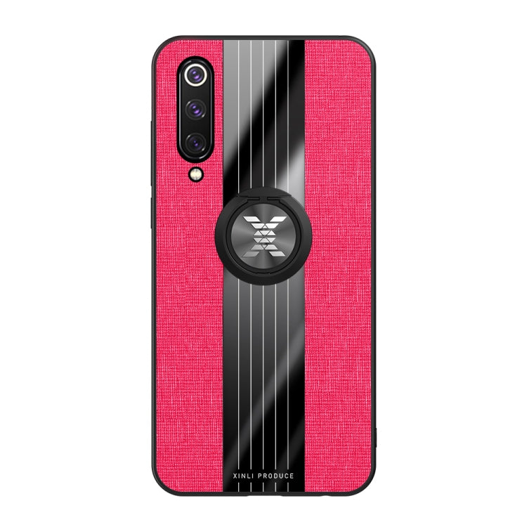 For Xiaomi Mi 9 SE XINLI Stitching Cloth Texture Shockproof TPU Protective Case with Ring Holder
