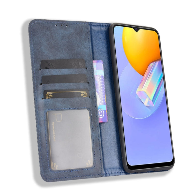 For vivo Y51A ( 2021) / Y51 (2020) Overseas Version (India / Southeast Asia) Magnetic Buckle Retro Crazy Horse Texture Horizontal Flip Leather Case with Holder & Card Slots & Photo Frame