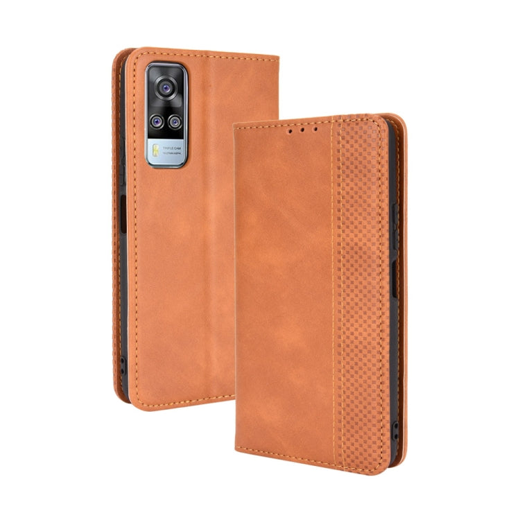 For vivo Y51A ( 2021) / Y51 (2020) Overseas Version (India / Southeast Asia) Magnetic Buckle Retro Crazy Horse Texture Horizontal Flip Leather Case with Holder & Card Slots & Photo Frame