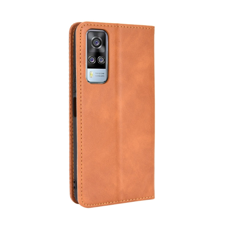 For vivo Y51A ( 2021) / Y51 (2020) Overseas Version (India / Southeast Asia) Magnetic Buckle Retro Crazy Horse Texture Horizontal Flip Leather Case with Holder & Card Slots & Photo Frame