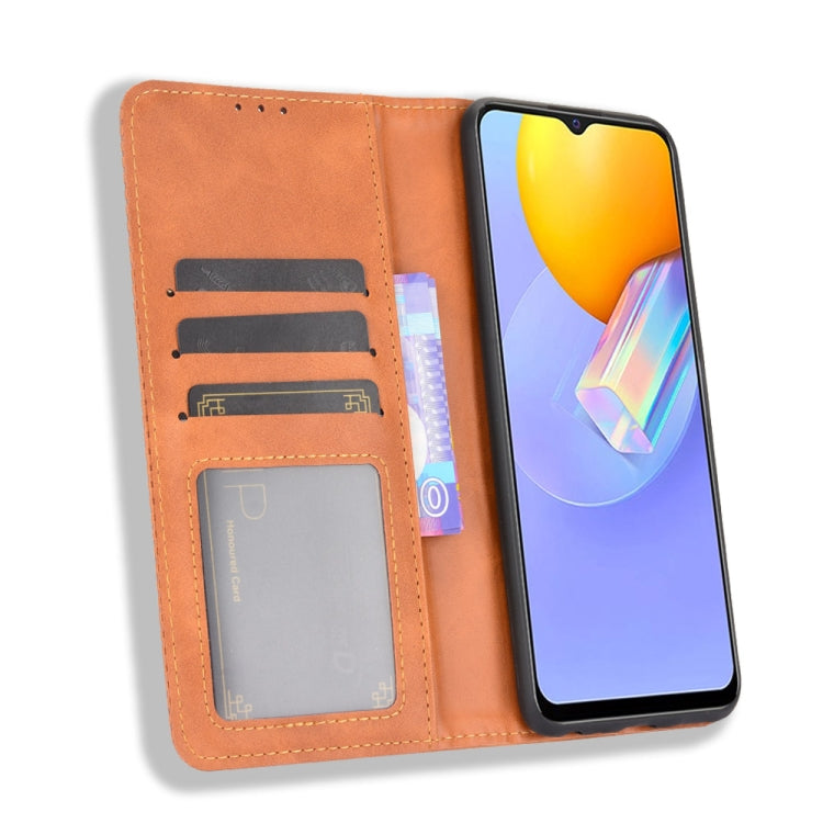 For vivo Y51A ( 2021) / Y51 (2020) Overseas Version (India / Southeast Asia) Magnetic Buckle Retro Crazy Horse Texture Horizontal Flip Leather Case with Holder & Card Slots & Photo Frame