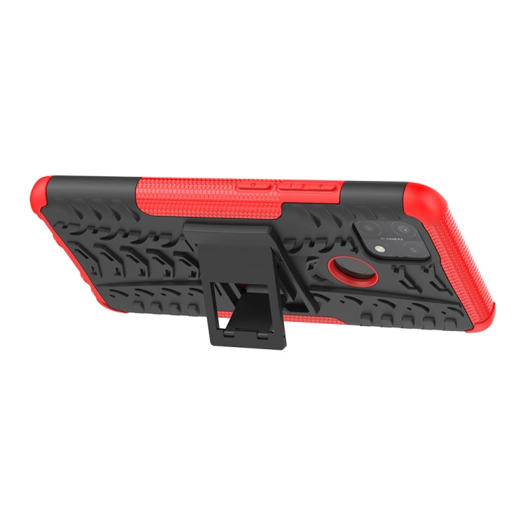 For OPPO A15 Tire Texture Shockproof TPU+PC Protective Case with Holder