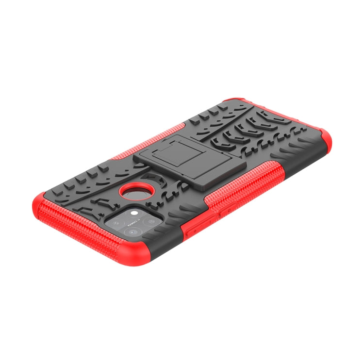 For OPPO A15 Tire Texture Shockproof TPU+PC Protective Case with Holder