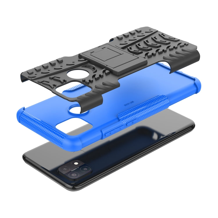 For OPPO A15 Tire Texture Shockproof TPU+PC Protective Case with Holder