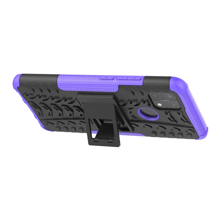 For OPPO A15 Tire Texture Shockproof TPU+PC Protective Case with Holder