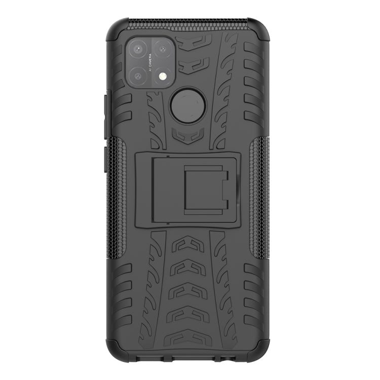 For OPPO A15 Tire Texture Shockproof TPU+PC Protective Case with Holder