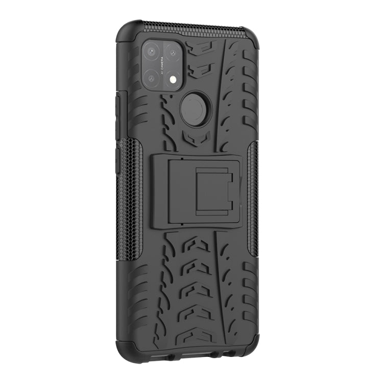 For OPPO A15 Tire Texture Shockproof TPU+PC Protective Case with Holder