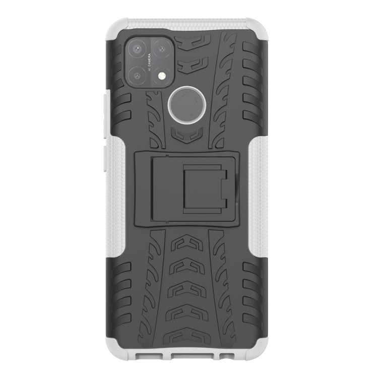 For OPPO A15 Tire Texture Shockproof TPU+PC Protective Case with Holder