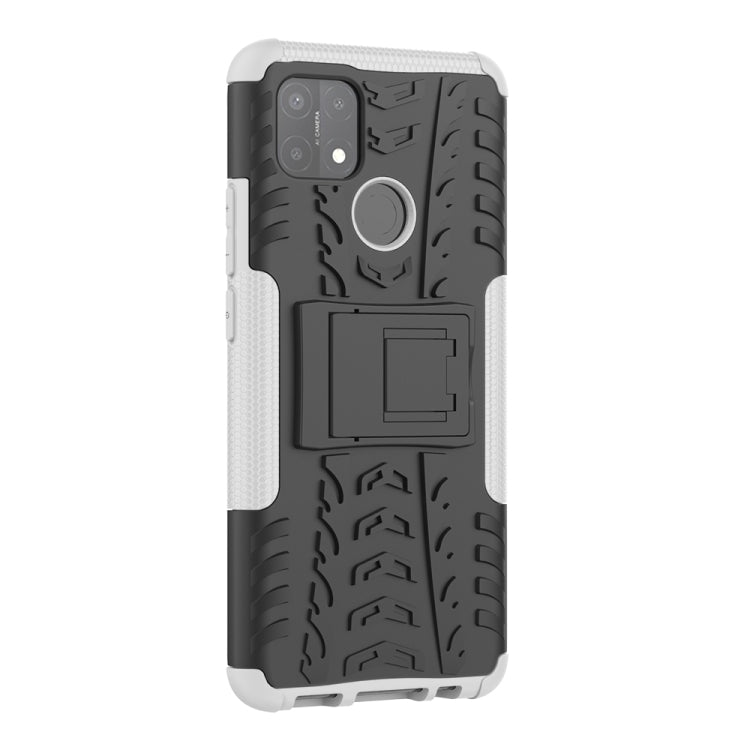 For OPPO A15 Tire Texture Shockproof TPU+PC Protective Case with Holder