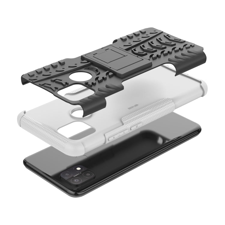 For OPPO A15 Tire Texture Shockproof TPU+PC Protective Case with Holder