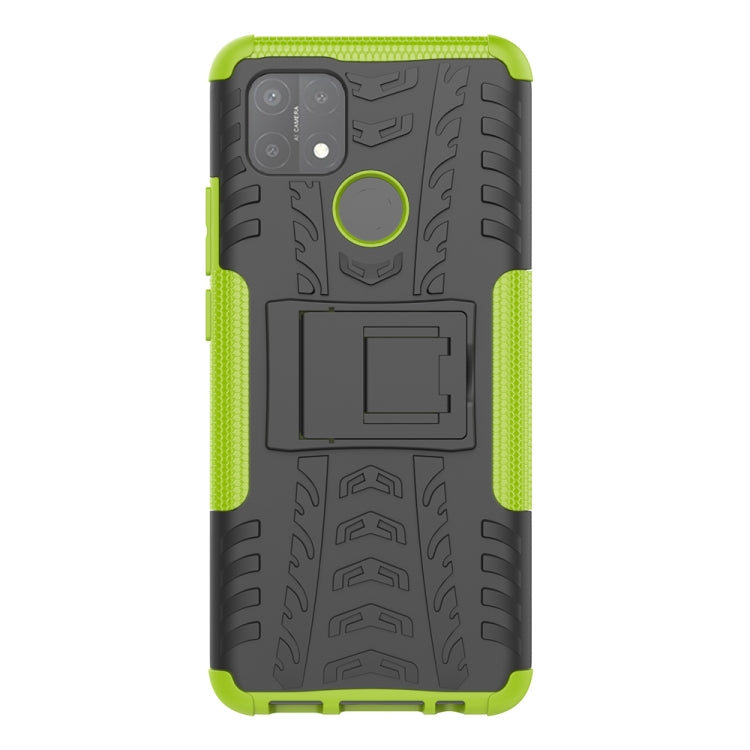 For OPPO A15 Tire Texture Shockproof TPU+PC Protective Case with Holder
