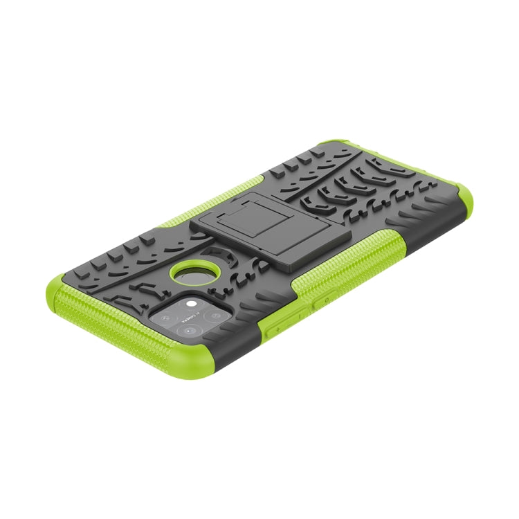 For OPPO A15 Tire Texture Shockproof TPU+PC Protective Case with Holder