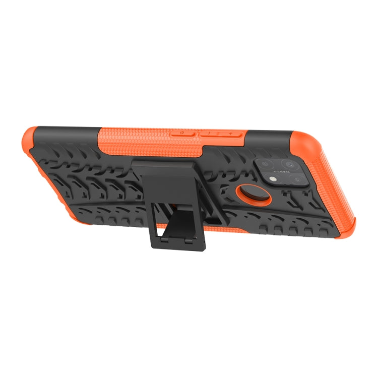 For OPPO A15 Tire Texture Shockproof TPU+PC Protective Case with Holder