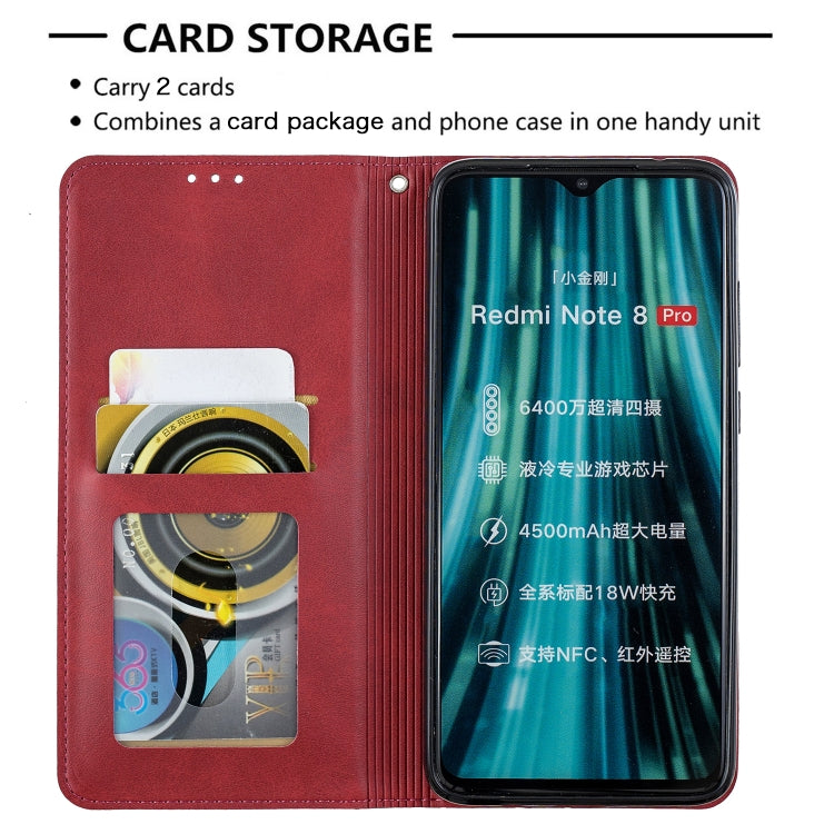 For Xiaomi Redmi Note 8 Pro Rhombus Texture Horizontal Flip Magnetic Leather Case with Holder & Card Slots