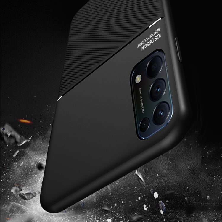 For OPPO Reno5 5G Classic Tilt Strip Grain Magnetic Shockproof PC + TPU Case