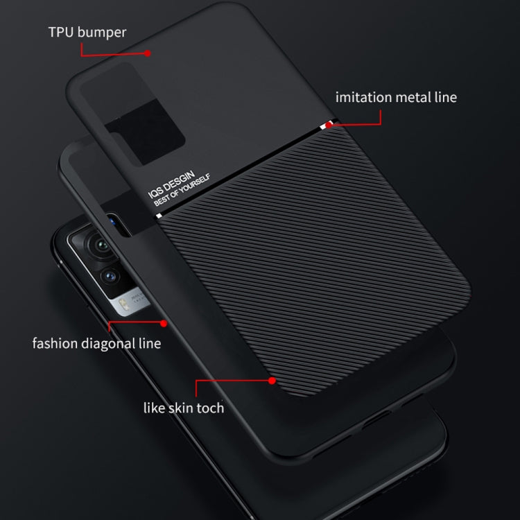 For vivo X60 Pro 5G Classic Tilt Strip Grain Magnetic Shockproof PC + TPU Case