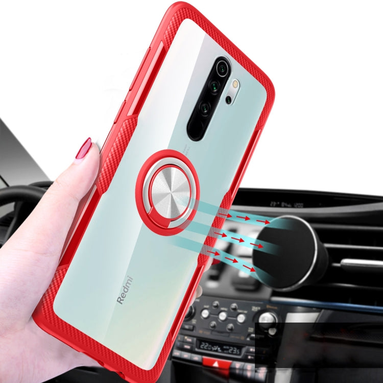 For Xiaomi Redmi Note 8 Pro Shockproof TPU + Acrylic Protective Case with Metal Ring Holder