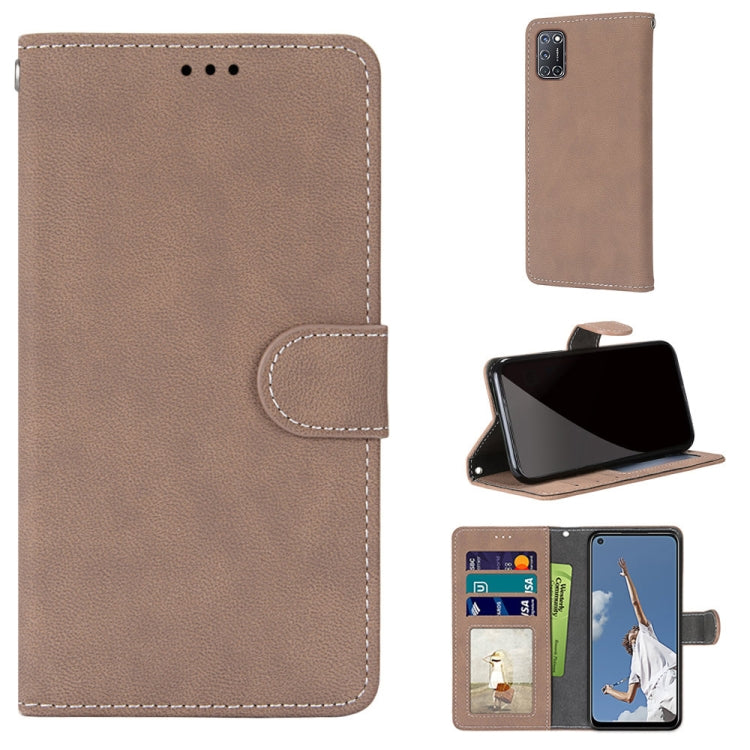 For OPPO A52 / A92 / A72 Retro Frosted Horizontal Flip PU Leather Case with Holder & Card Slots & Wallet & Photo Frame