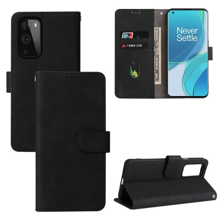 For OnePlus 9 Pro Solid Color Skin Feel Magnetic Buckle Horizontal Flip Calf Texture PU Leather Case with Holder & Card Slots & Wallet
