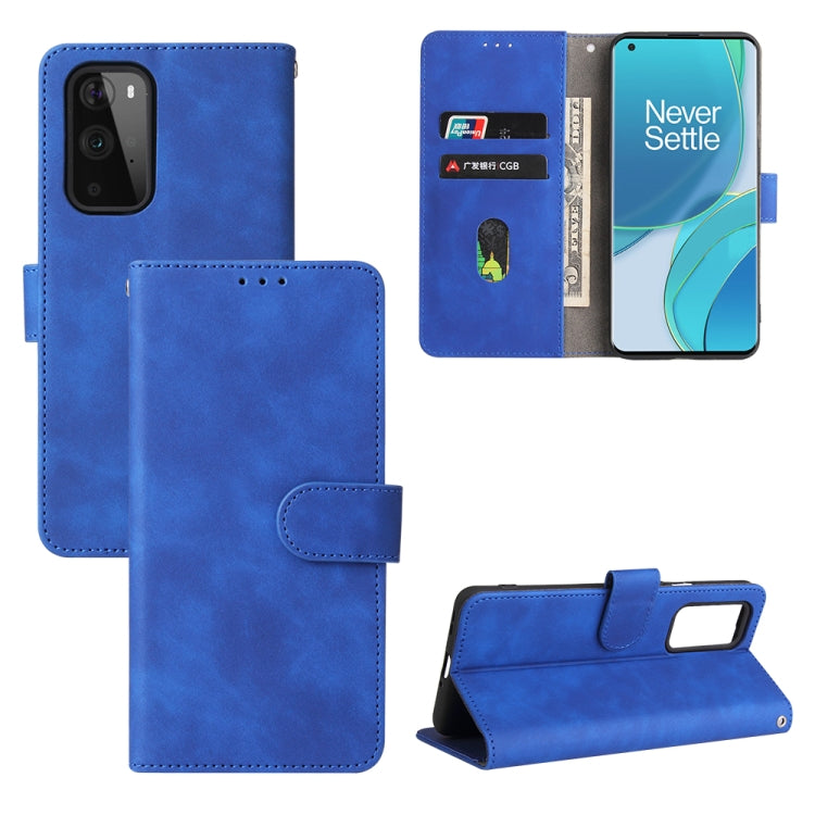 For OnePlus 9 Pro Solid Color Skin Feel Magnetic Buckle Horizontal Flip Calf Texture PU Leather Case with Holder & Card Slots & Wallet