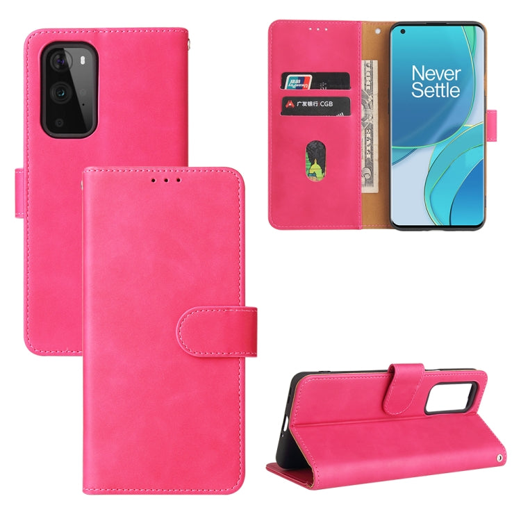 For OnePlus 9 Pro Solid Color Skin Feel Magnetic Buckle Horizontal Flip Calf Texture PU Leather Case with Holder & Card Slots & Wallet