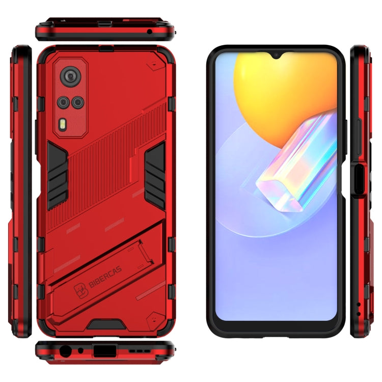Punk Armor 2 in 1 PC + TPU Shockproof Case with Invisible Holder For vivo Y51(2020 Indian Version)