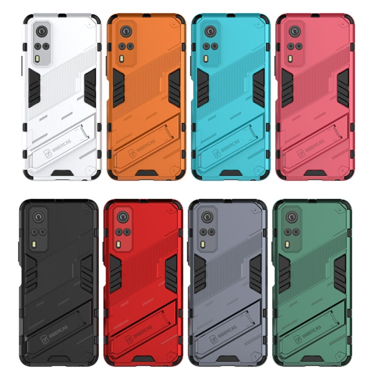 Punk Armor 2 in 1 PC + TPU Shockproof Case with Invisible Holder For vivo Y51(2020 Indian Version)