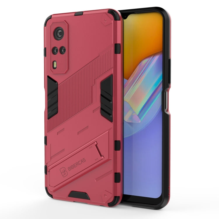 Punk Armor 2 in 1 PC + TPU Shockproof Case with Invisible Holder For vivo Y51(2020 Indian Version)
