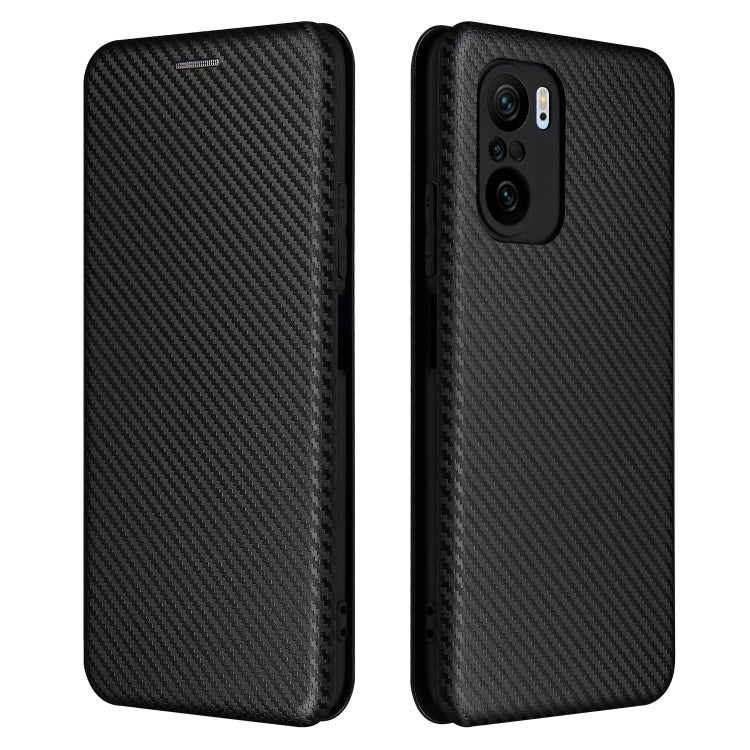 For Xiaomi Redmi K40 / K40 Pro Carbon Fiber Texture Horizontal Flip TPU + PC + PU Leather Case with Card Slot