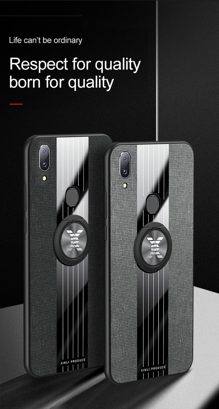 For Vivo V11i / Z3i XINLI Stitching Cloth Texture Shockproof TPU Protective Case with Ring Holder