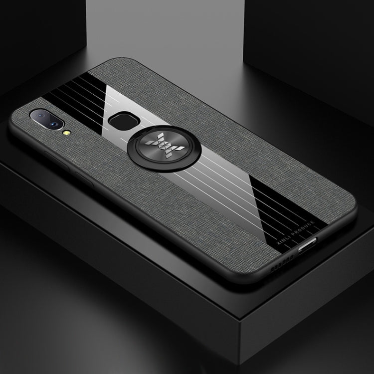 For Vivo X21 XINLI Stitching Cloth Texture Shockproof TPU Protective Case with Ring Holder