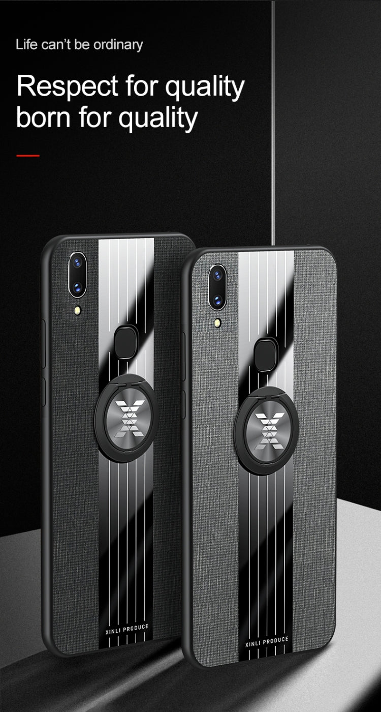 For Vivo X21 XINLI Stitching Cloth Texture Shockproof TPU Protective Case with Ring Holder